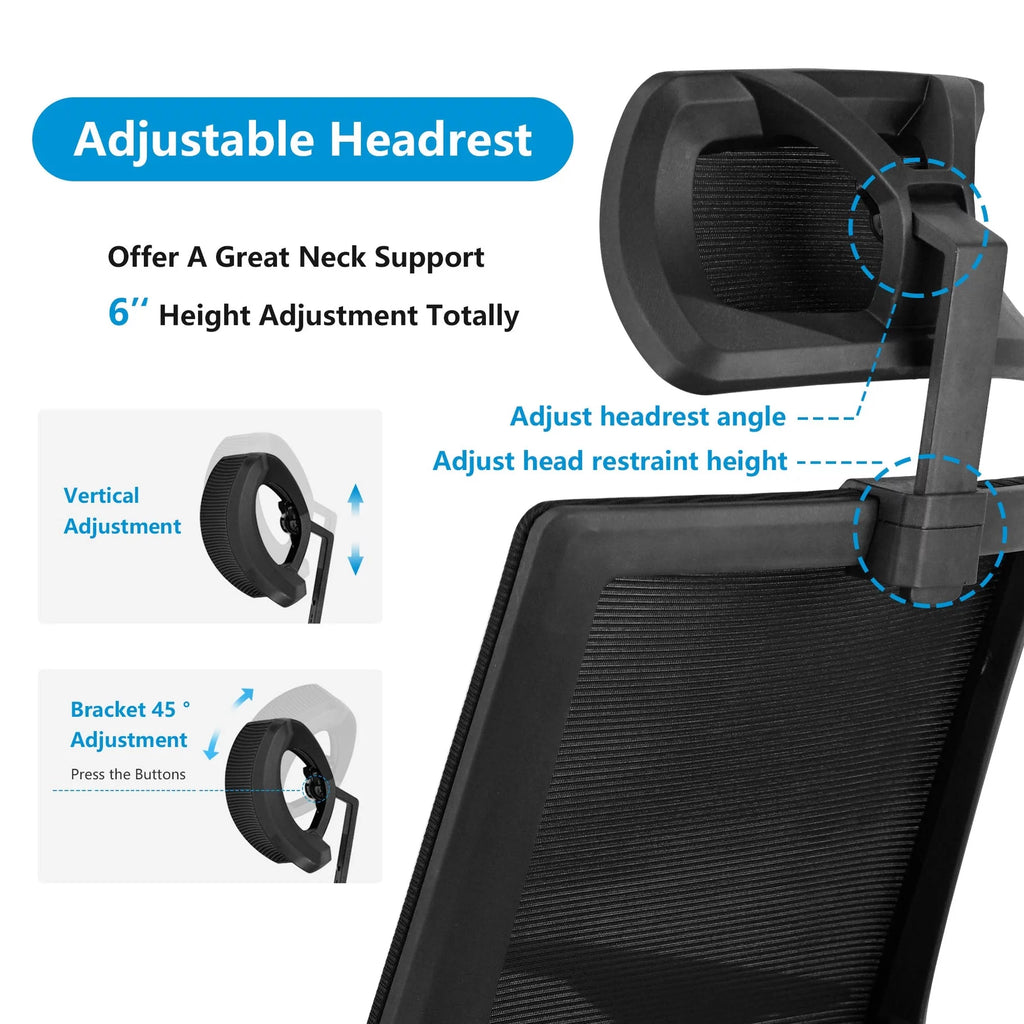 Ergonomic Adjustable High Back Mesh Office Chair with Lumbar Support and Headrest G4938