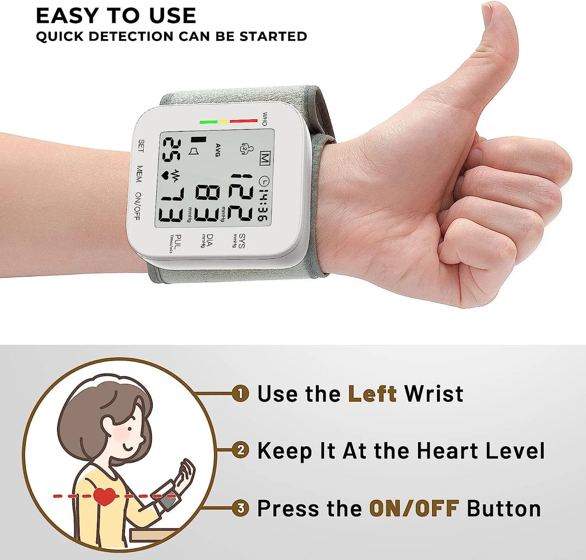 Wrist Blood Pressure Monitor with Carrying Case O793477