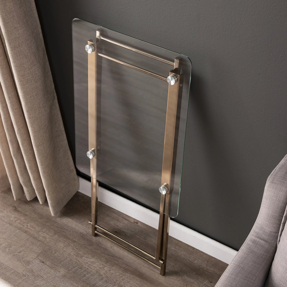 Folding Glass Top Tray Table Z43831