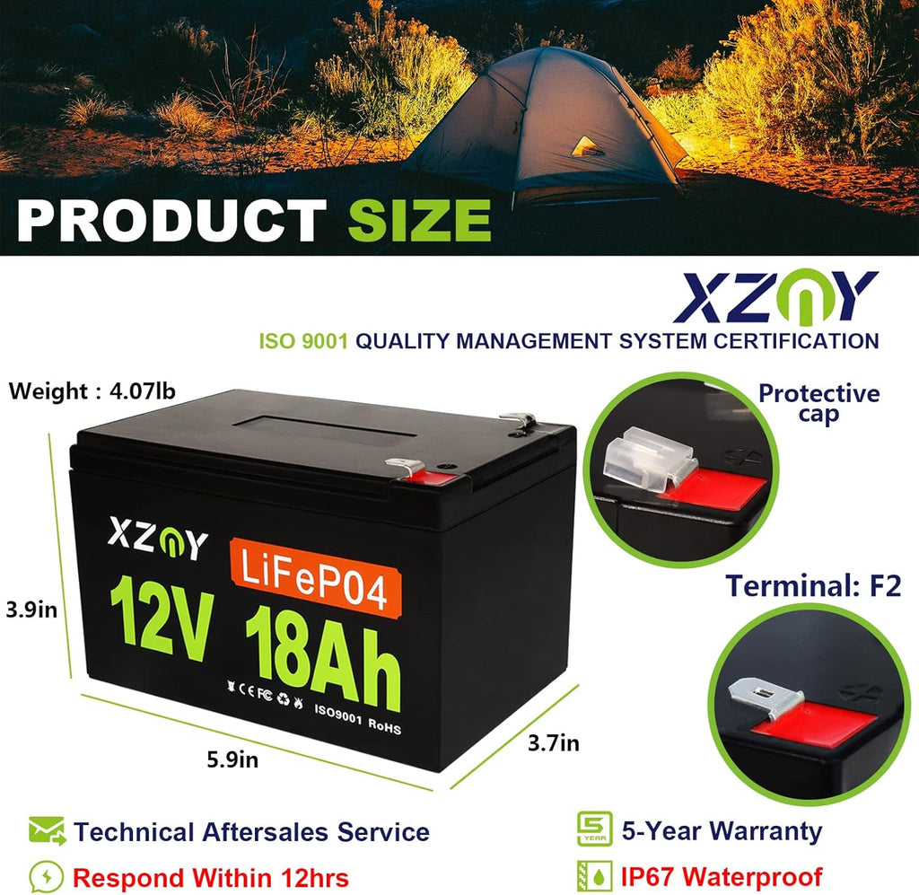 12V 10Ah LiFePO4 Battery with 10A BMS Z19129