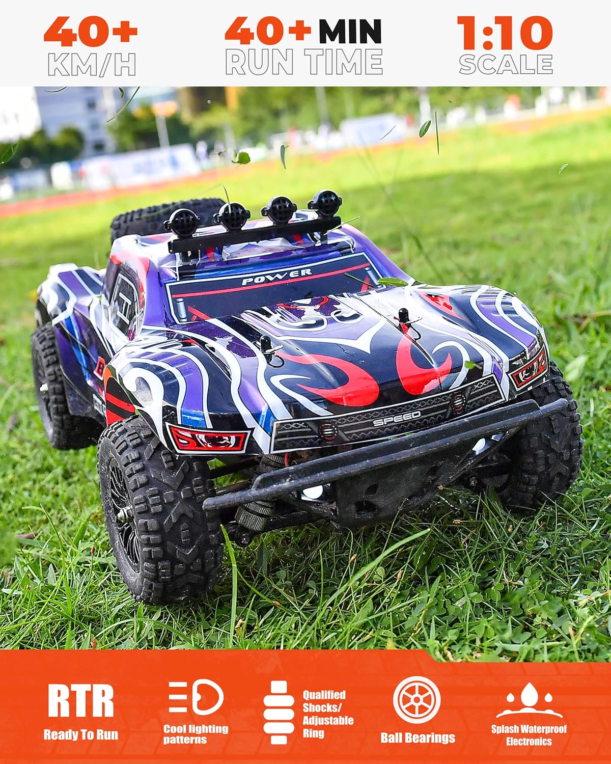 1:10 Scale 4WD Remote Control Monster Truck with 2 Rechargeable Batteries O384