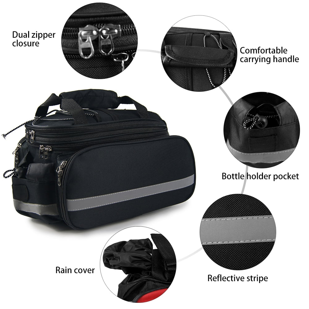 Rear Seat Bag Expandable MTB Bike Rack Bag with Rain Cover F533