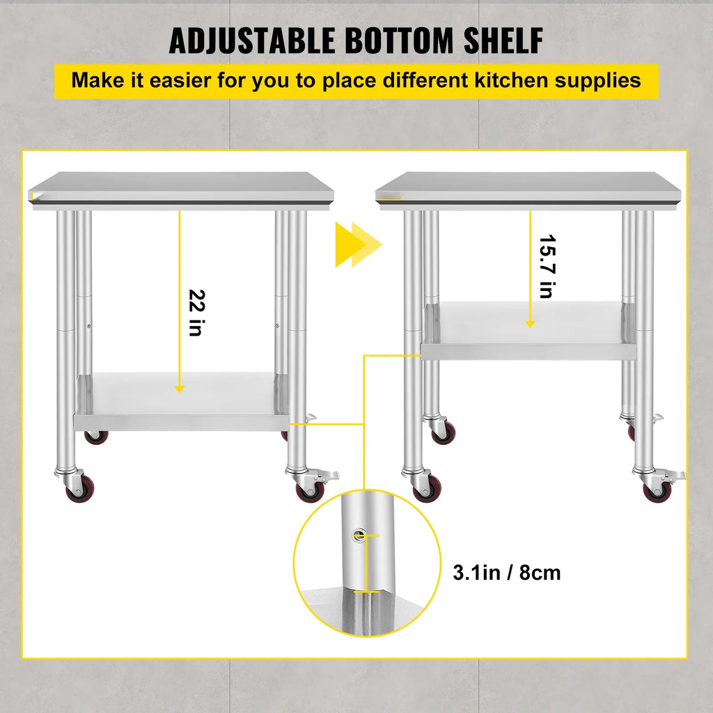 Stainless Steel Work Table with Wheels G33058