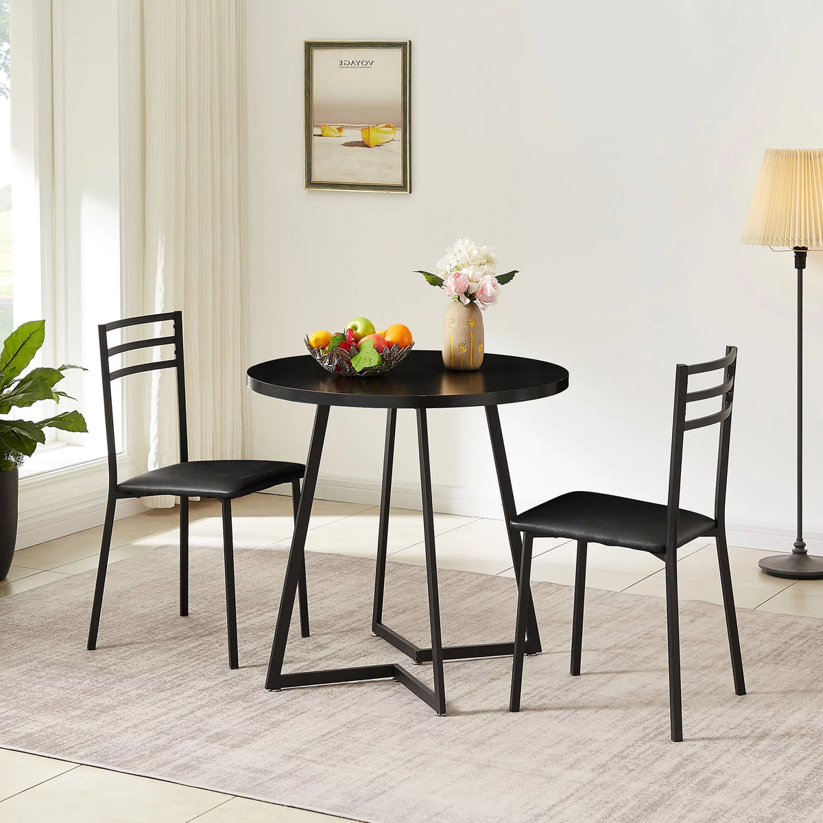 Set of 2 Black Cushioned Dining Chairs V394737