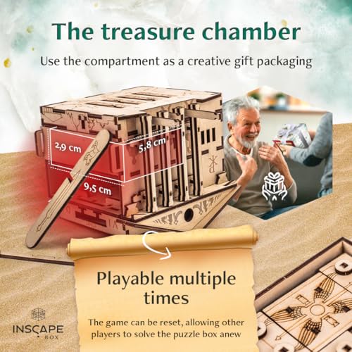 Wooden Puzzle Box with Hidden Compartments T8318