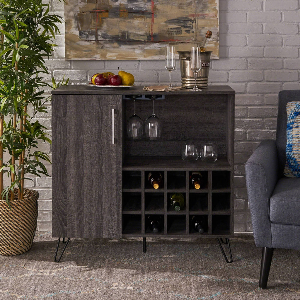 Sonoma Gray Oak and Black Finish Bar Cabinet K833892