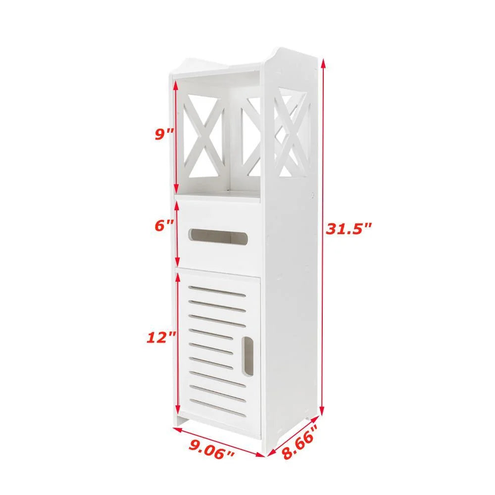 White Single Door 2-Tier Bathroom Floor Cabinet L93004