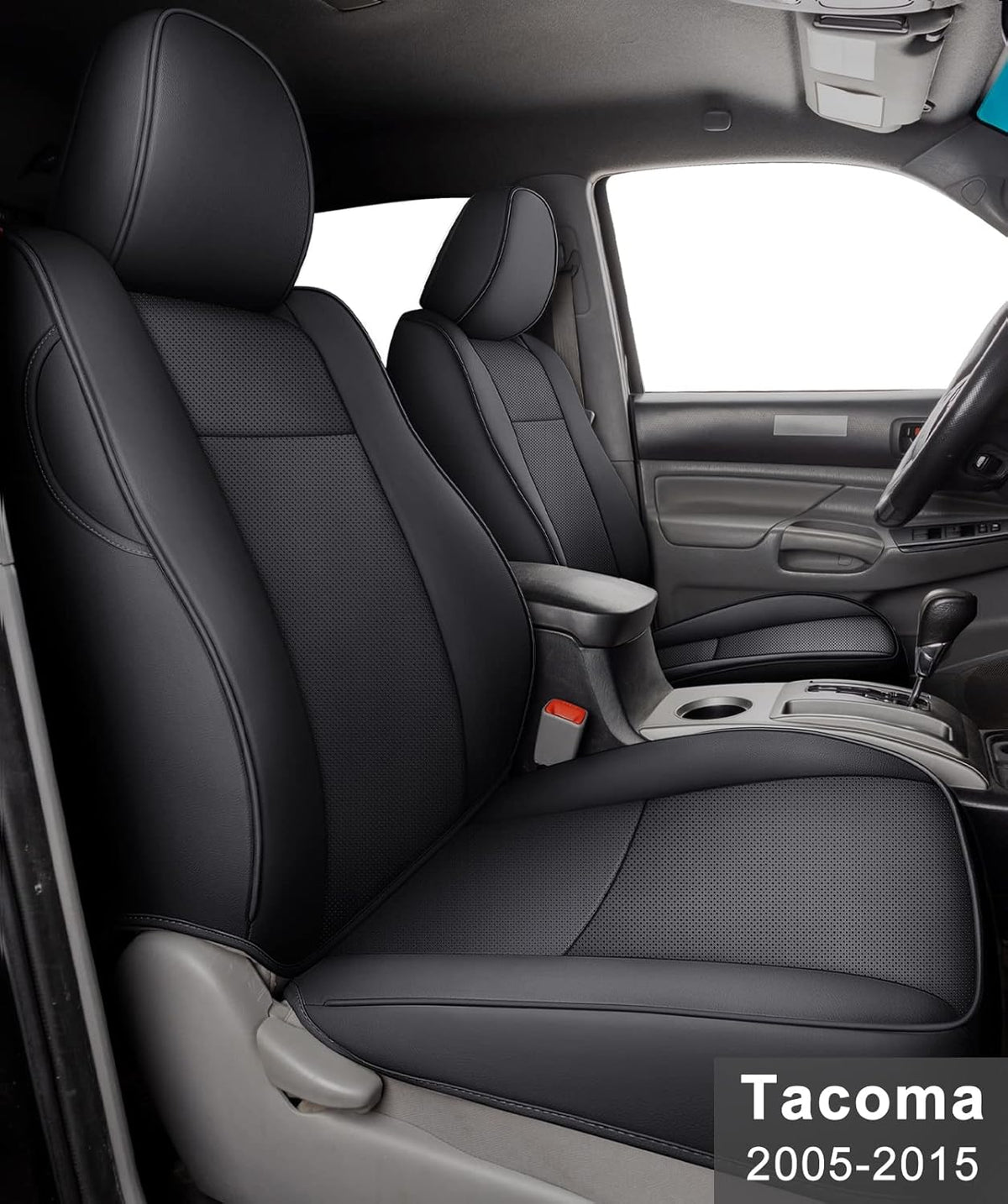 Black & Gray Faux Leather Seat Covers T384523