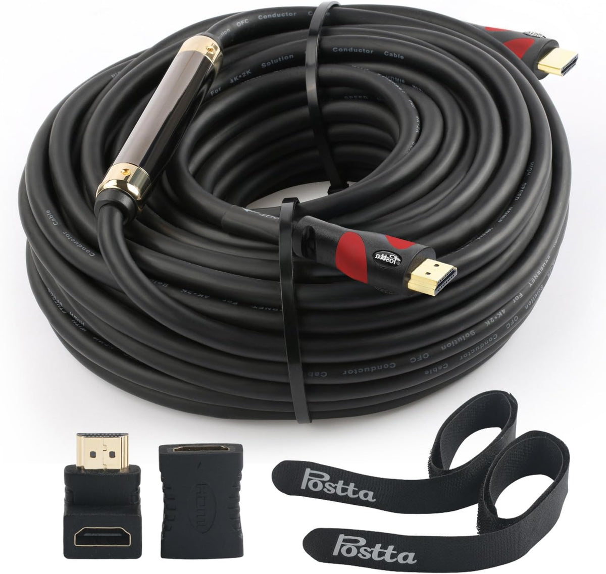 100 Feet HDMI 2.0V Cable with 2 Piece Cable Ties and 2 Piece HDMI Adapters P2273