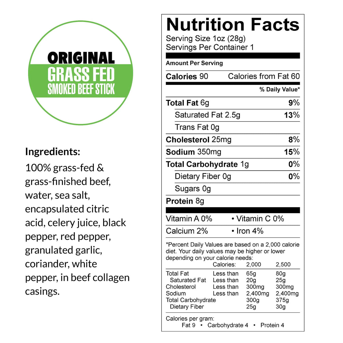 Beef Sticks No Sugar 24 Count 1 oz O16101