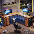 L Shaped Desk with 5 Drawer & Power Outlet R859483