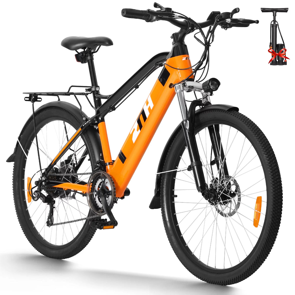 26'' Electric Mountain Bike 350W Removable Battery 7 Speeds Orange J3841