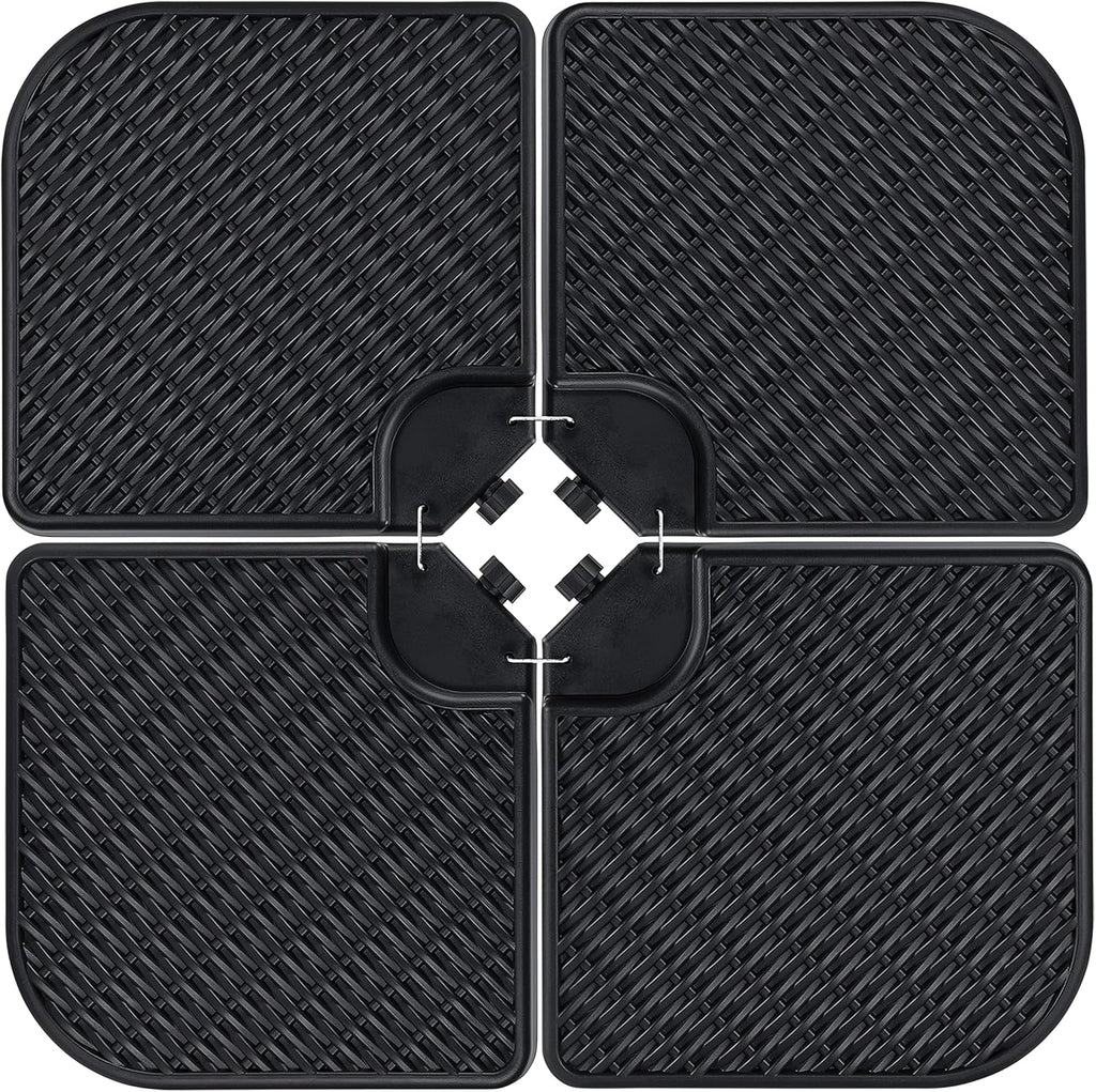 4-Piece Heavy-Duty Cantilever Offset Patio Umbrella Stand Square Base Plate Set - Black G9390