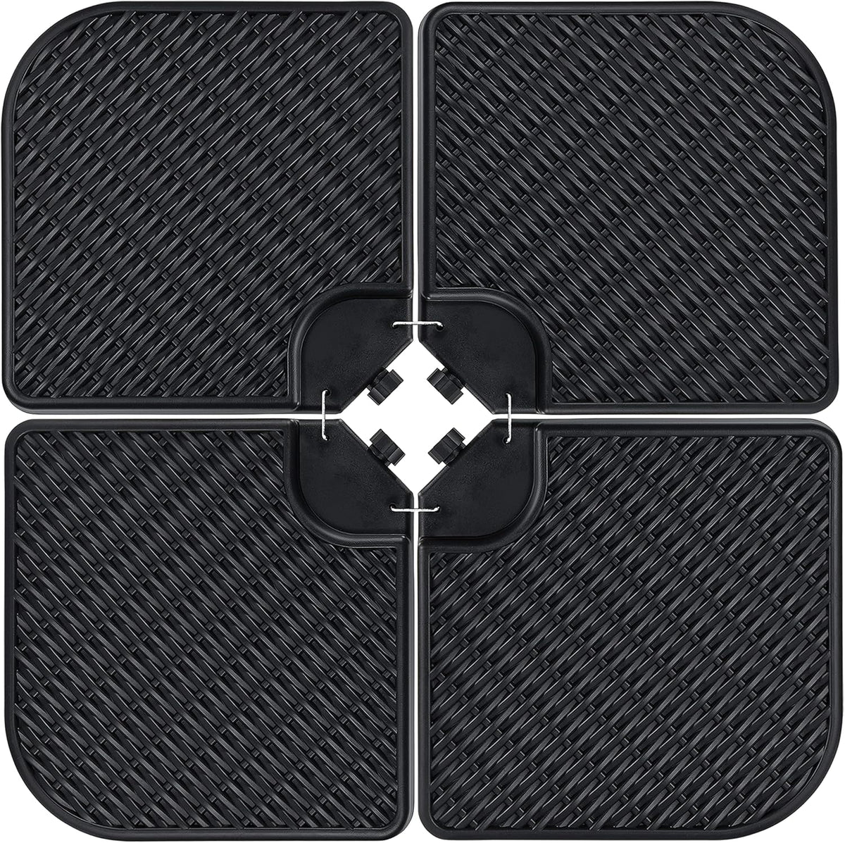 4-Piece Heavy-Duty Cantilever Offset Patio Umbrella Stand Square Base Plate Set - Black G9390