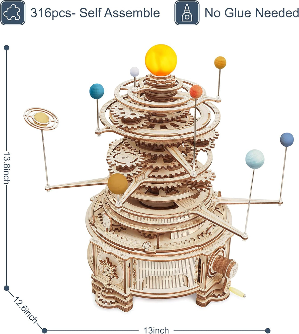 3D Wooden Puzzle Solar System Model Kit Mechanical Orrery Craft Kits Pack of 2 I993