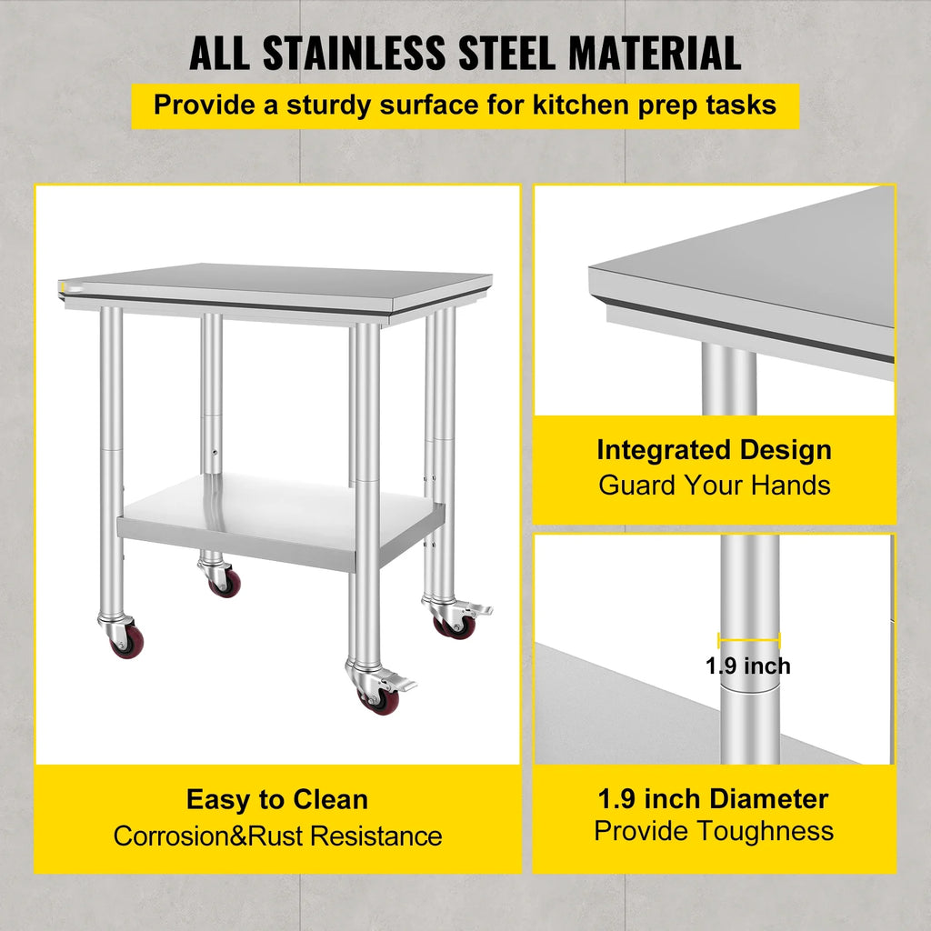 Stainless Steel Work Table with Wheels G33058
