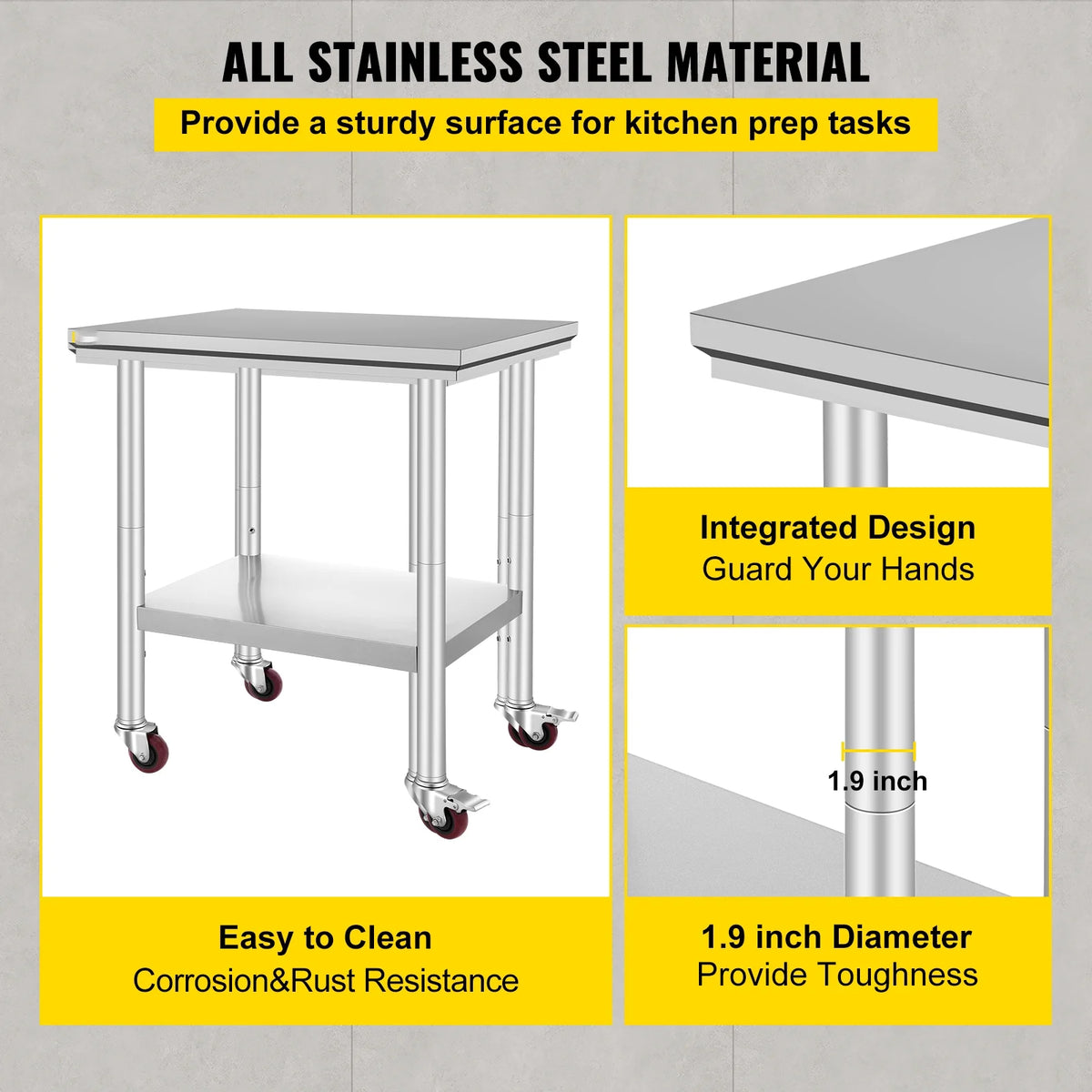 Stainless Steel Work Table with Wheels G33058