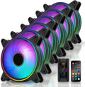 6 Pack 120mm RGB Addressable PC Case Fan with Hub and Remote J990223