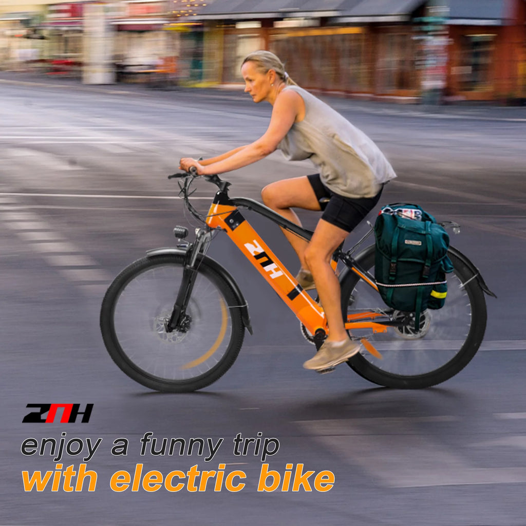 26'' Electric Mountain Bike 350W Removable Battery 7 Speeds Orange J3841