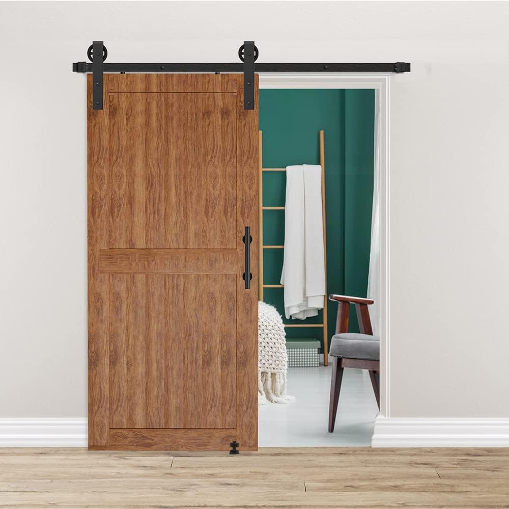 8FT Heavy Duty Sliding Door Hardware with 12 Handle & Floor Guide K971195