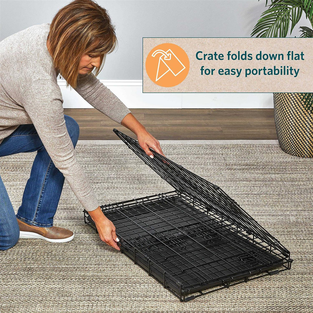 Black Single Door Dog Crate D5952