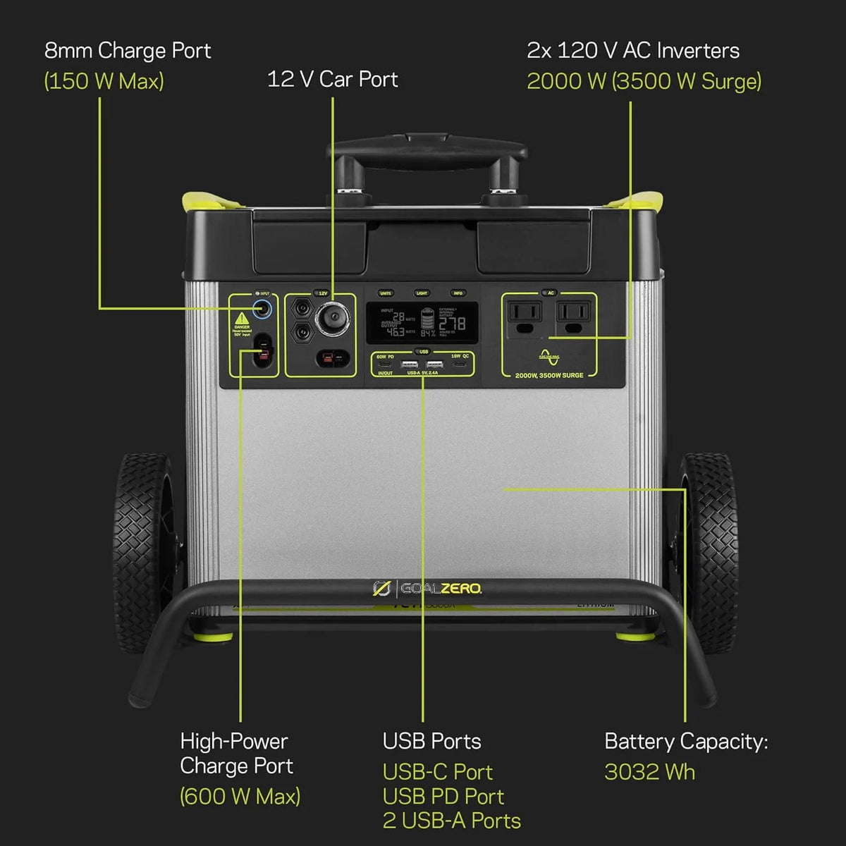 Portable Power Station 2982Wh Lithium Battery 2000 Watt T25973