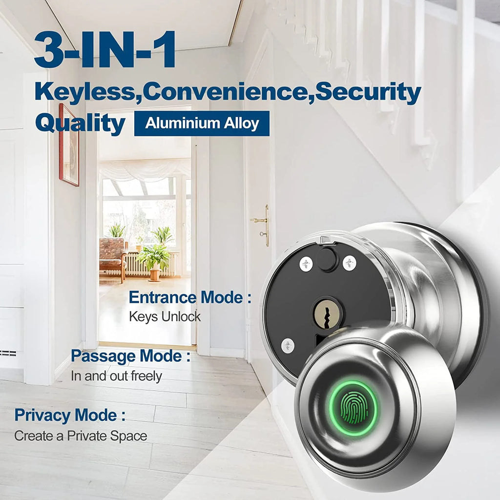 Smart Fingerprint Door Lock with App Control, Black Y5583