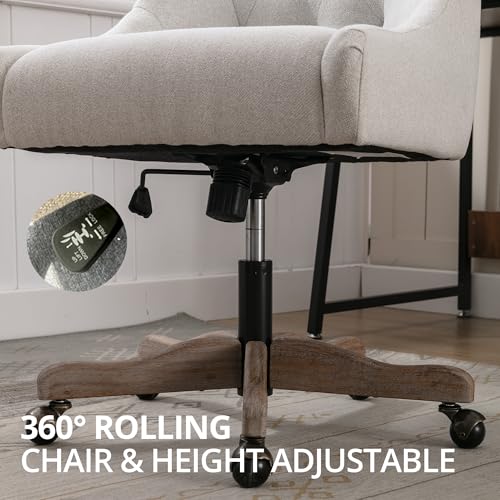 Beige Fabric Upholstered Swivel Office Chair G80999