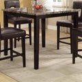 Wooden High Table Faux Marble Top Brown A690865