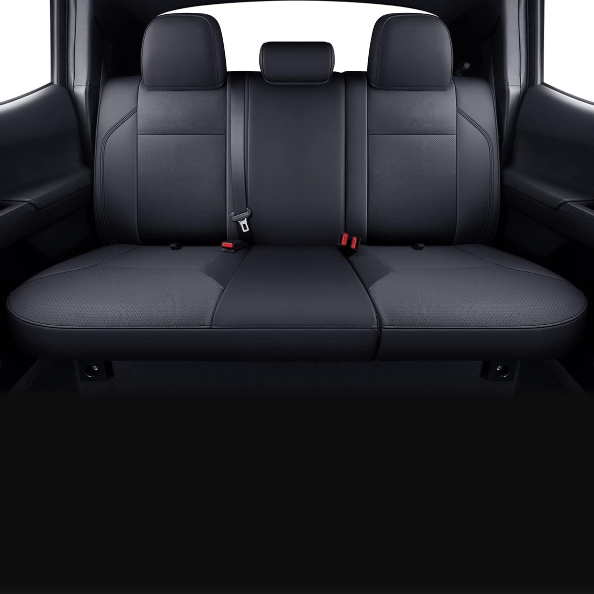 Black & Gray Faux Leather Seat Covers T384523
