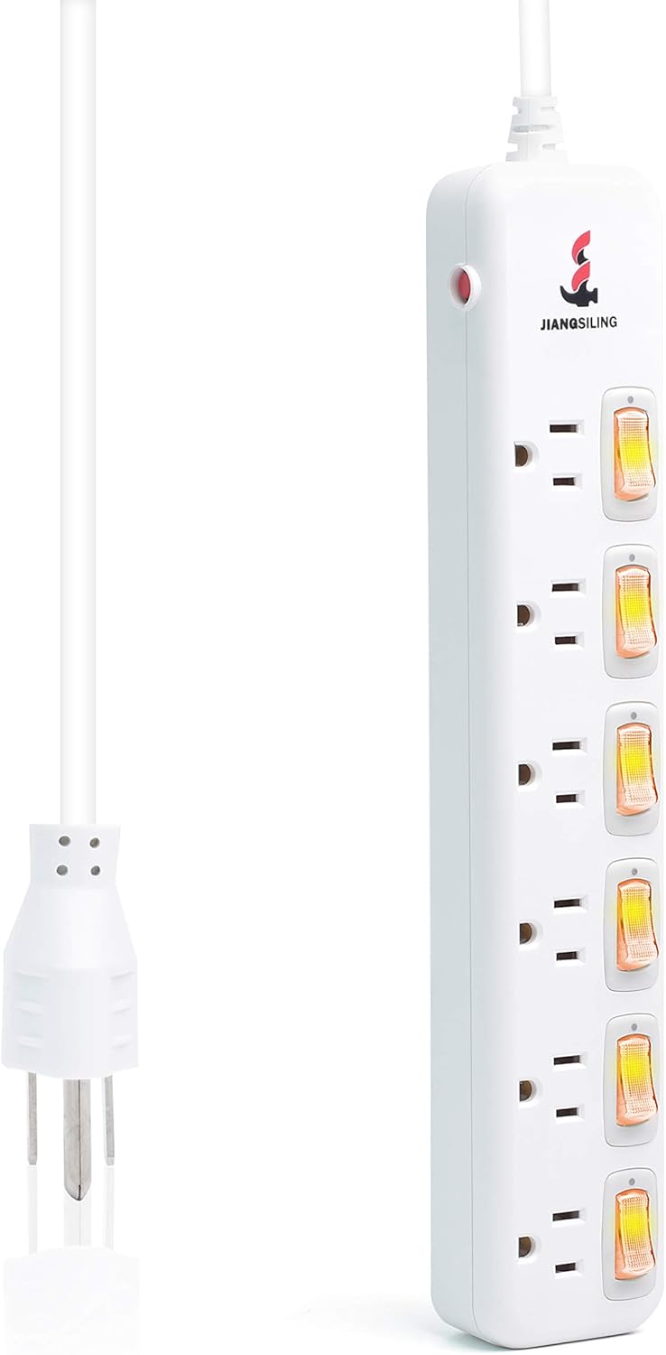 6 Outlets Surge Protector Power Strip with Individual Switch R23730