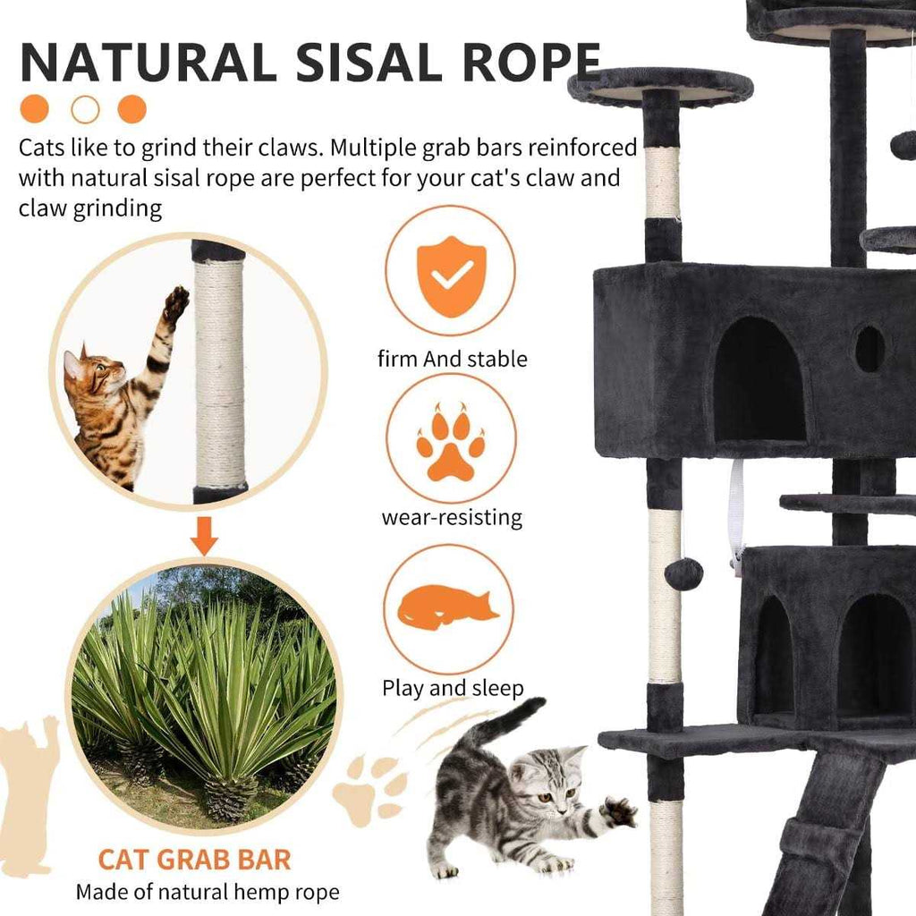 70-in Cat Tree Tower with Scratching Post M235