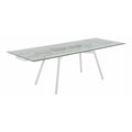 63" Rectangular Steel and Glass Extendable Dining Table in White H856