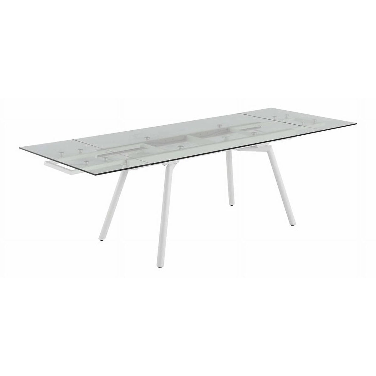 63" Rectangular Steel and Glass Extendable Dining Table in White H856