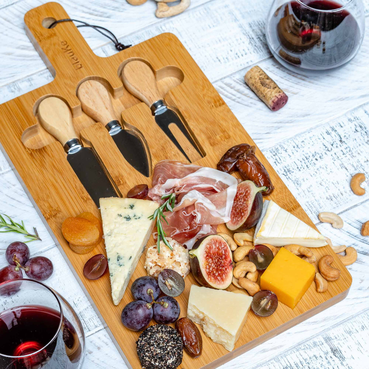 Bamboo Cheese Board and Knife Set 12x8 inch M775