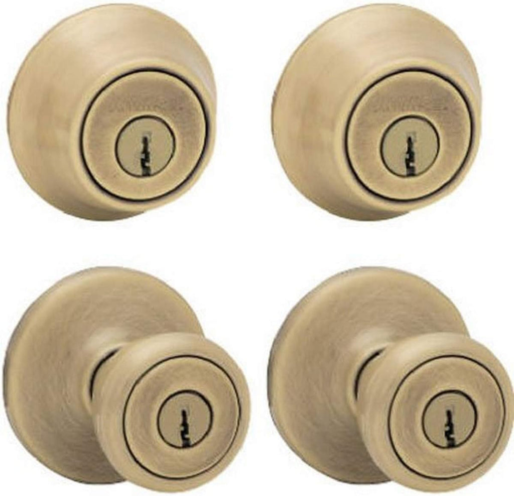 Entry Knob and Single Cylinder Deadbolt Project Pack in Satin Chrome Pack of 2 M201344
