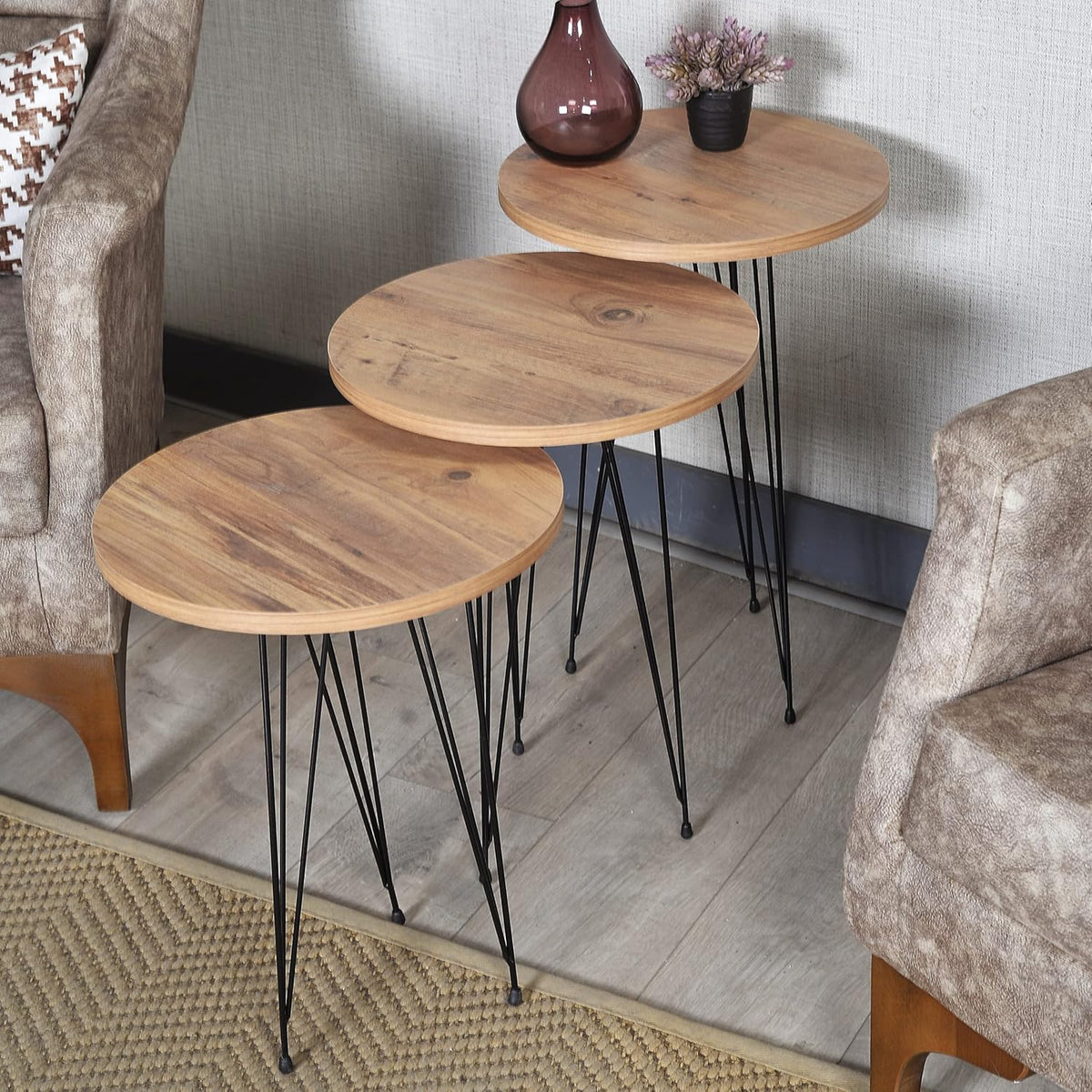 Set of 3 High Gloss Nesting End Tables Y643