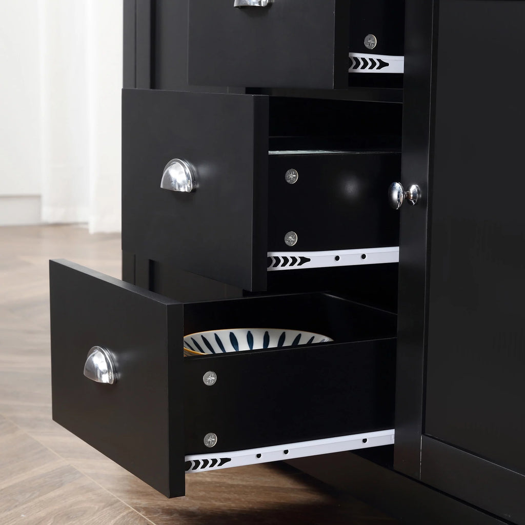 Black Kitchen Sideboard with 3 Drawers P385579