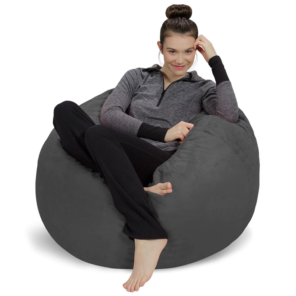 Charcoal 3 ft Memory Foam Bean Bag Chair D469674