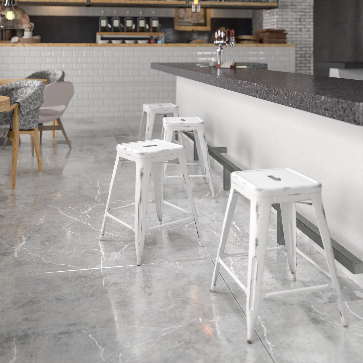 White Outdoor Bar Stool O8602