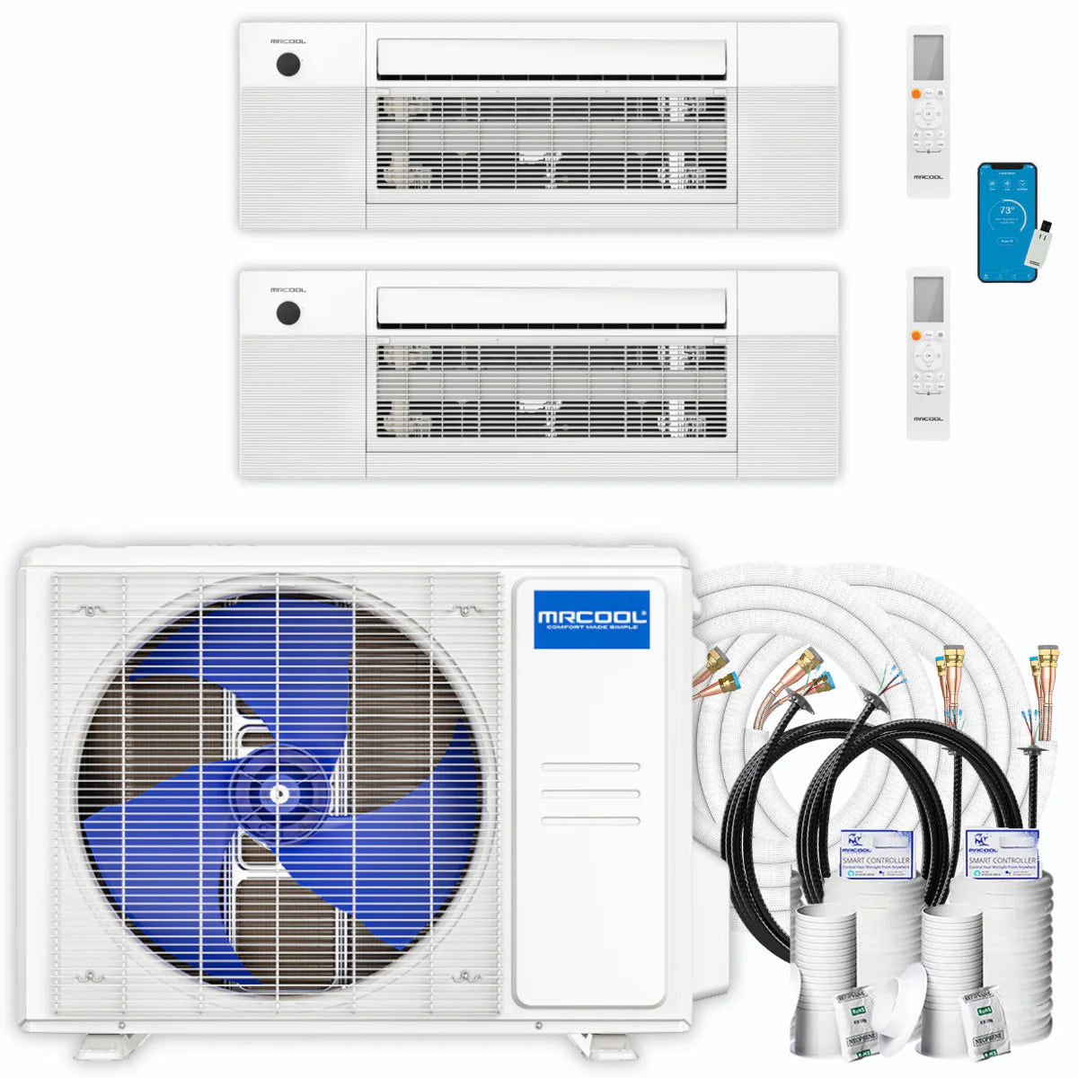 18,000 BTU 2 Zone Ceiling Cassette Ductless Air Conditioner and Heat Pump F598