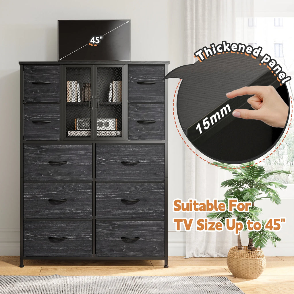 Tall Fabric Dresser with 10 Drawers D9702