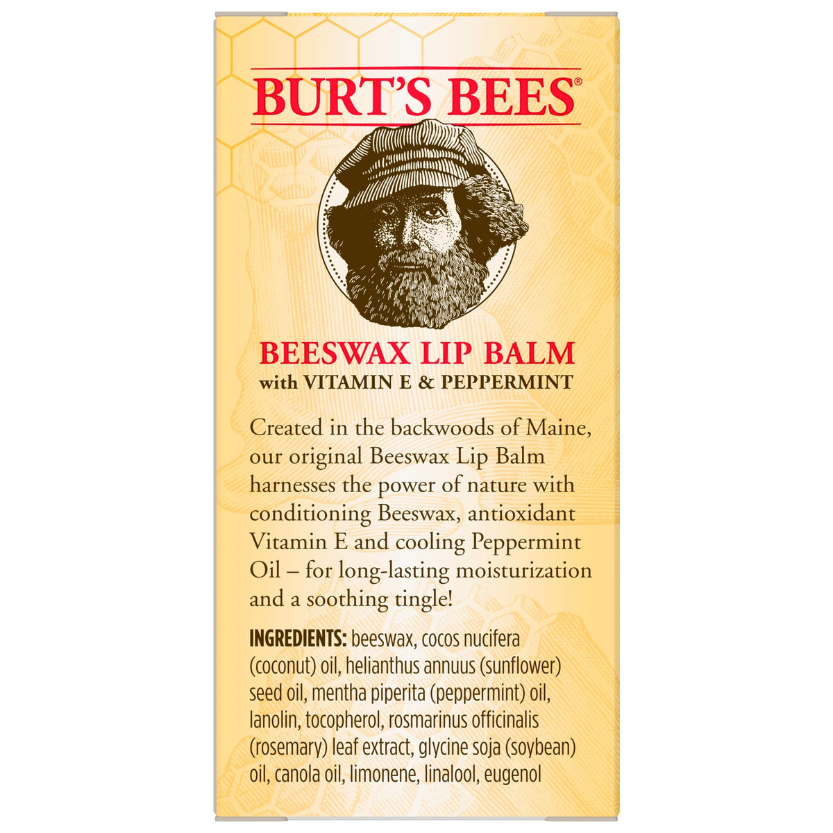 Moisturizing Lip Balm with Beeswax, Vitamin E & Peppermint Oil, 4 Count R7444