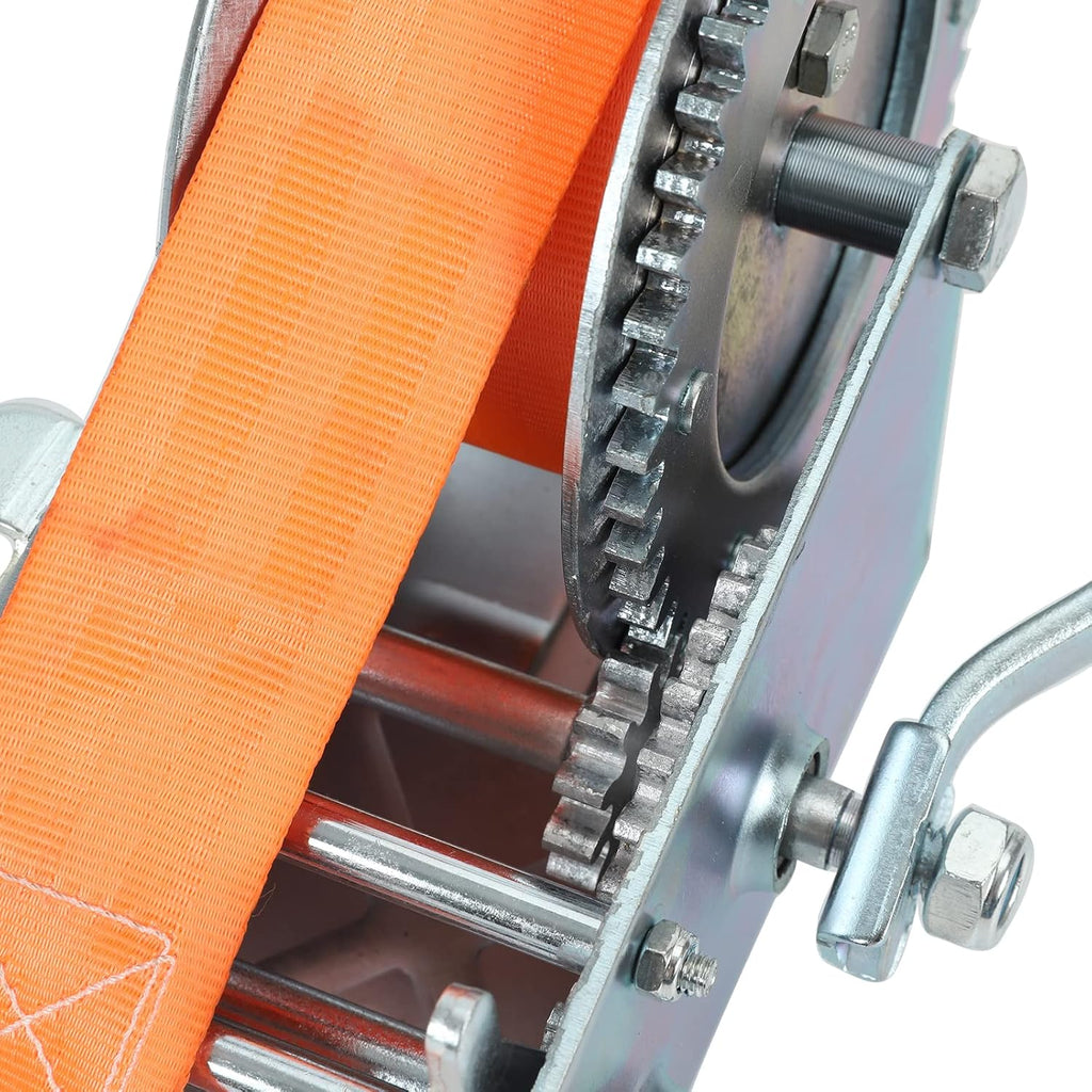 3500lbs Dual Gear Hand Winch Polyester Strap Pack of 2 G2150