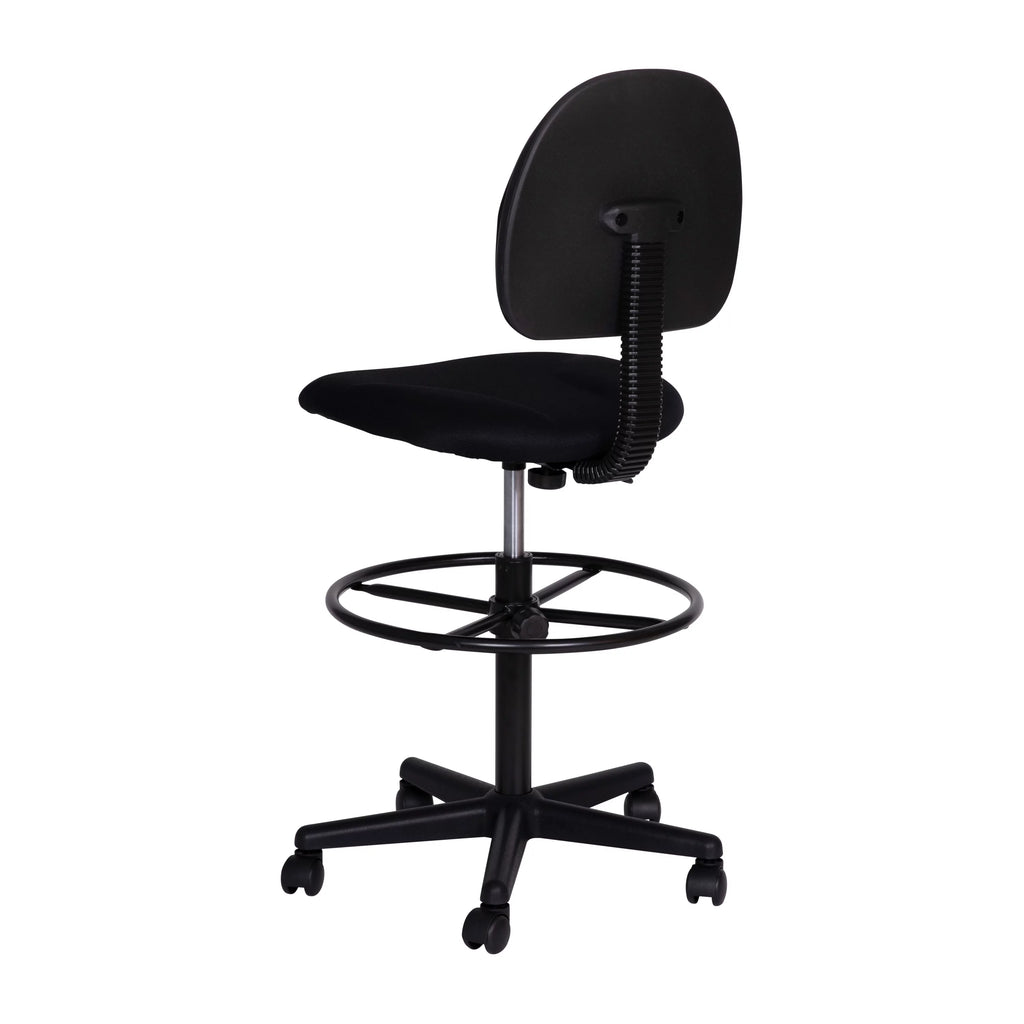 Black Fabric Drafting Chair with Footring L739682