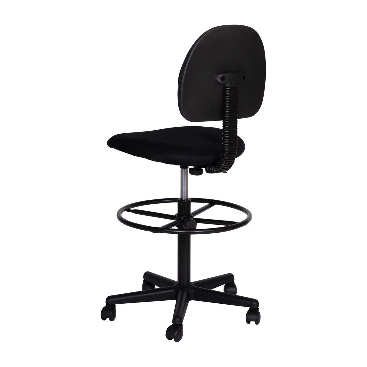Black Fabric Drafting Chair with Footring L739682