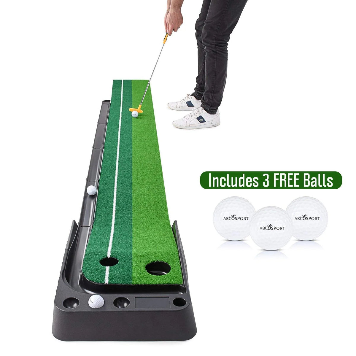Indoor Golf Putting Practice Mat with Auto Ball Return D734