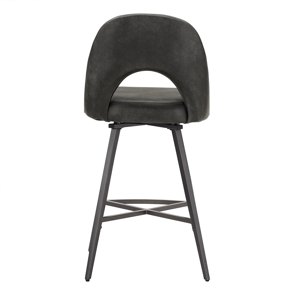 24" Metal Swivel Counter Stools, Set of 2, Dark Grey W2916
