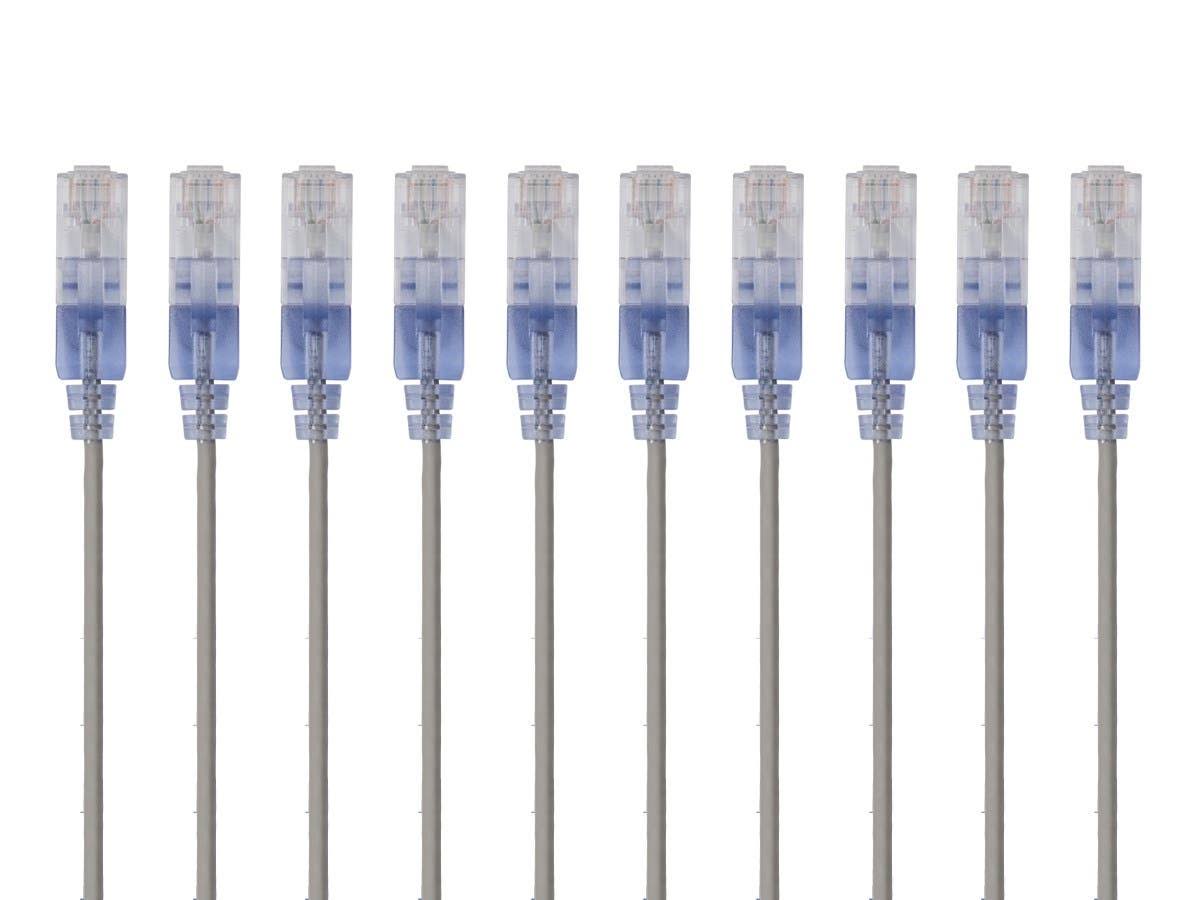 10-Pack Cat6a Ethernet Patch Cable 3ft Gray M976