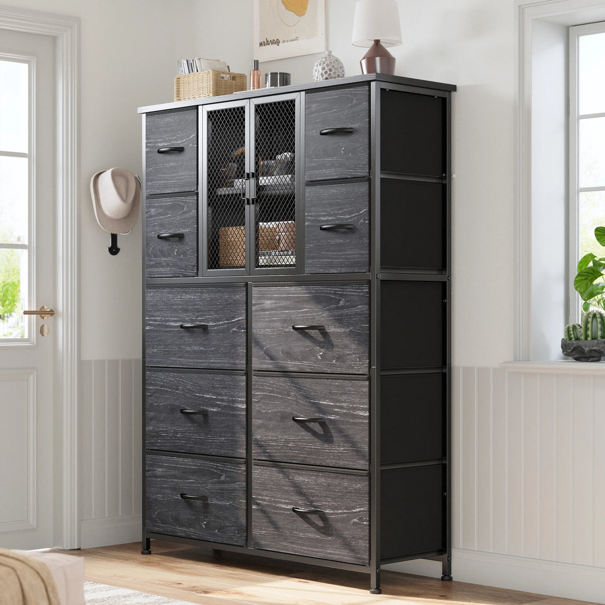 Tall Fabric Dresser with 10 Drawers D9702